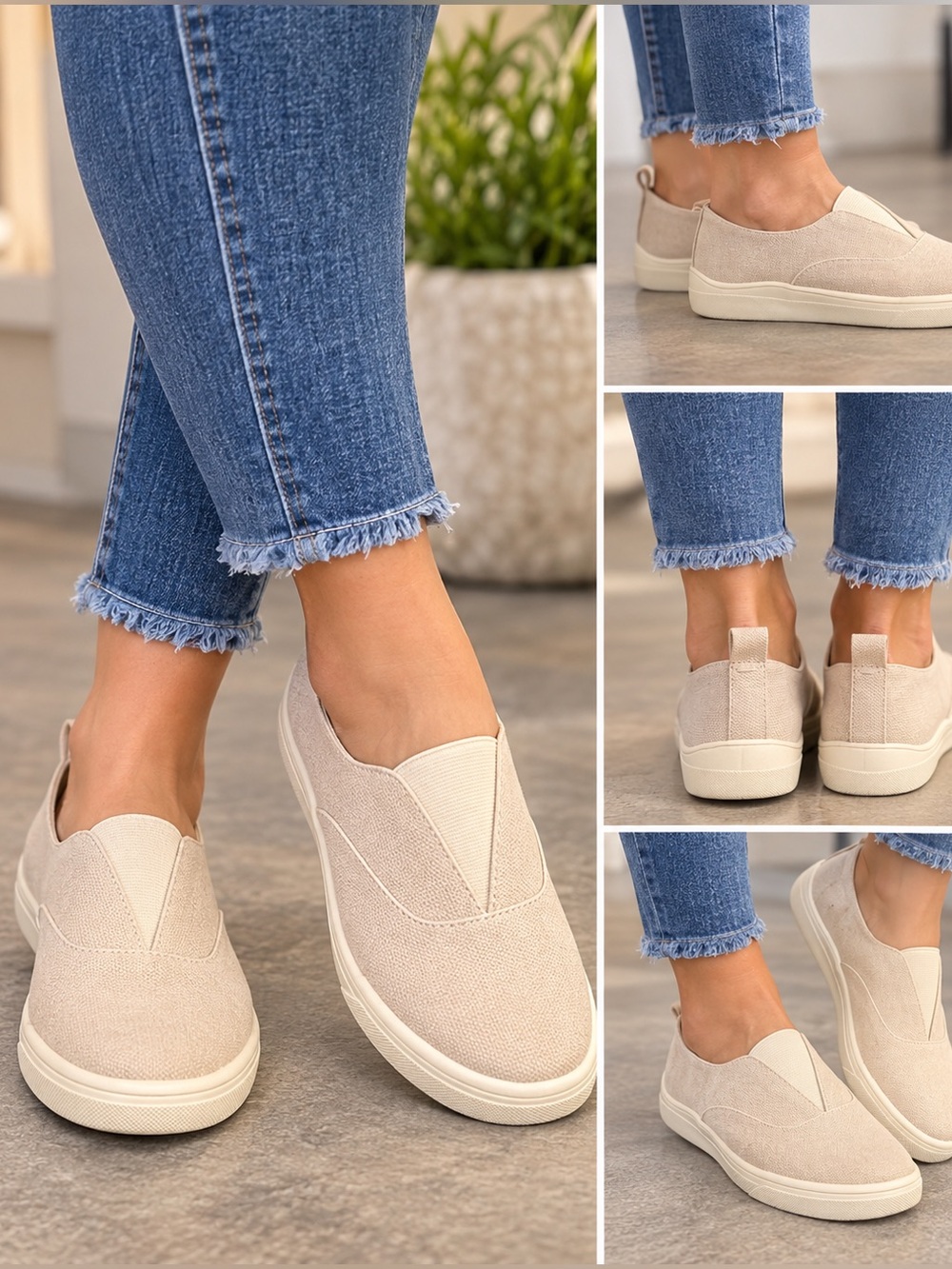Kensie Salia Women’s 6M Beige Slip-On Sneakers KS251603 Casual Comfort Shoes